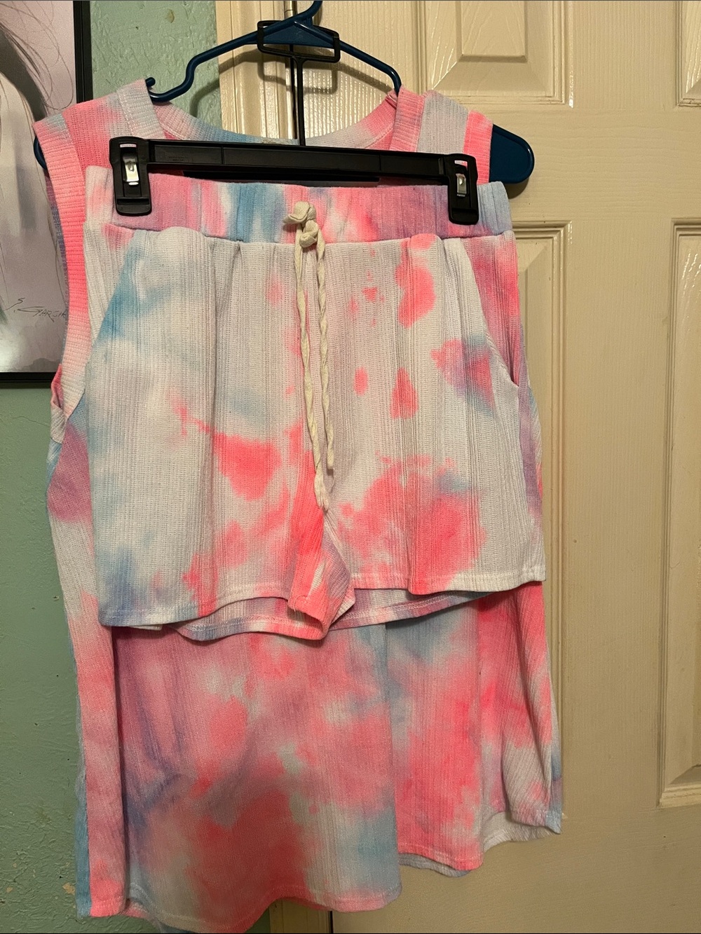 BiBi Pink and Blue Tie-Dye Two-Piece Lounge Set
